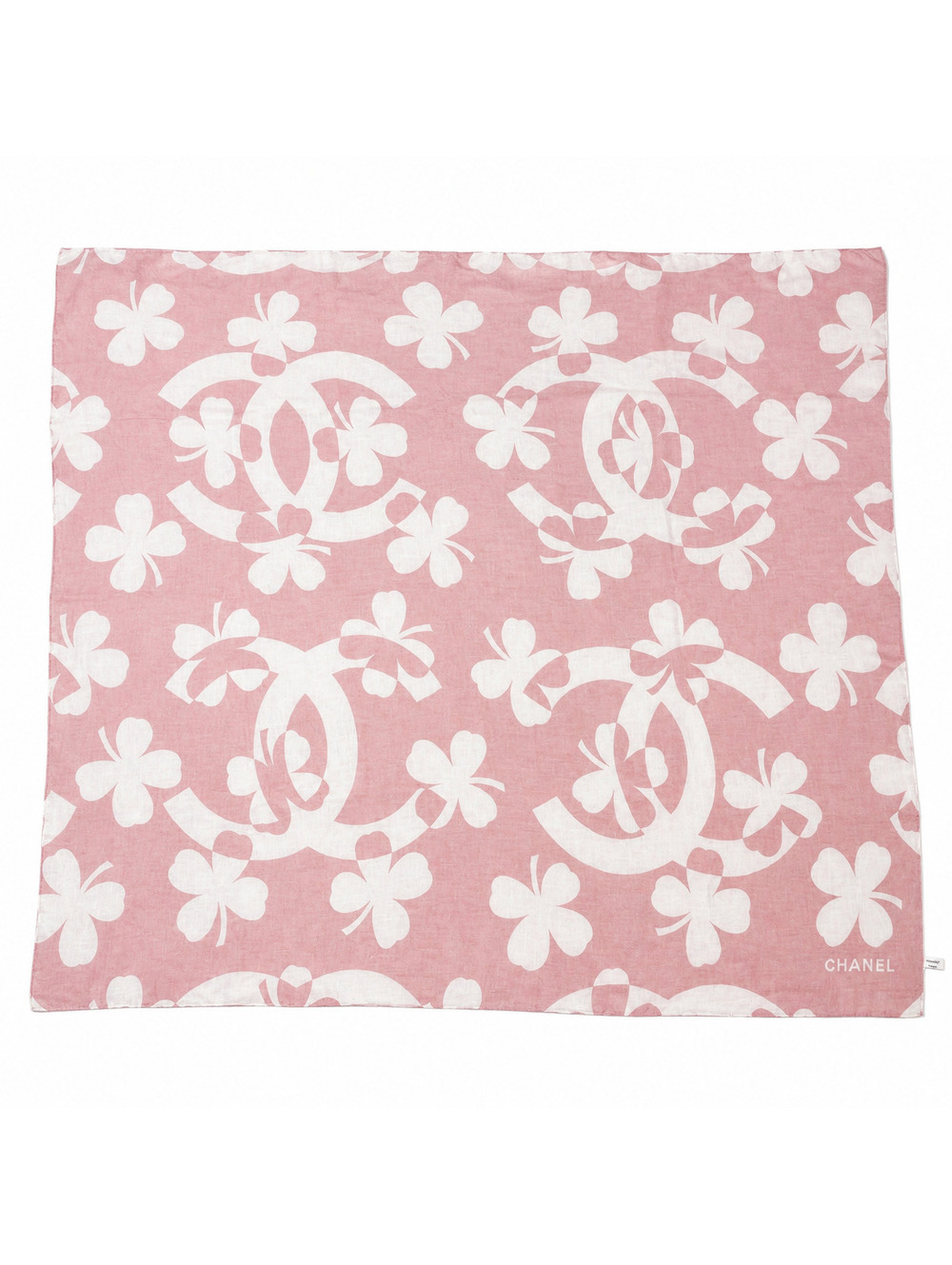 Chanel Silk CC Clover Scarf in Pink